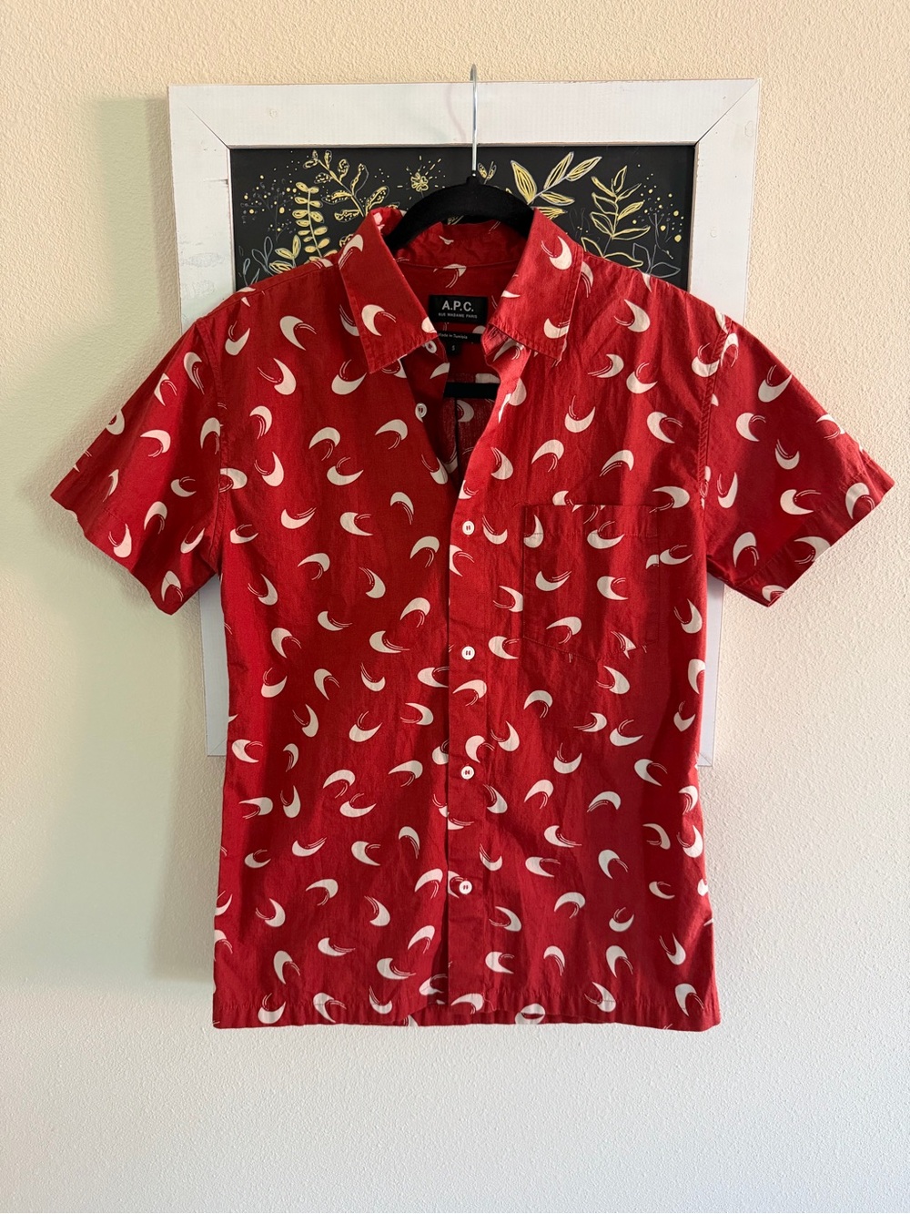 APC Cippi Short-Sleeve Button-Up Shirt Red Rouge Fonce